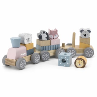 Žaislinis medinis traukinukas su žvėreliais | PolarB | Viga 44015