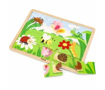 Žaislinė medinė dėlionė vaikams | 16 detalių | Pievos gyvūnai | Viga 51450
