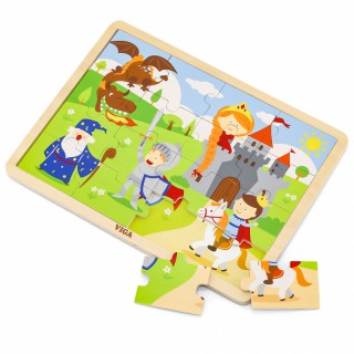 Žaislinė medinė dėlionė vaikams | 16 detalių | Pilis | Puzzle | Viga 51458