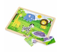 Žaislinė medinė dėlionė vaikams | 16 detalių | Safari | Puzzle | Viga 51449