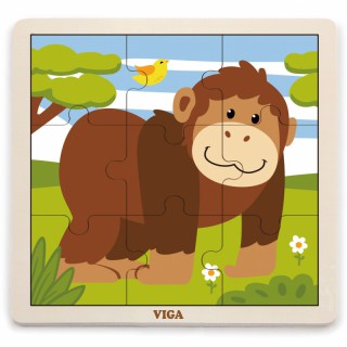 Medinė dėlionė vaikams | 9 detalės | Beždžionė | Puzzle | Viga 51440