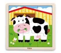 Medinė dėlionė vaikams | 9 detalės | Karvė | Puzzle | Viga 51438