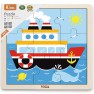 Medinė dėlionė vaikams | 9 detalės | Laivas | Puzzle | Viga 51445