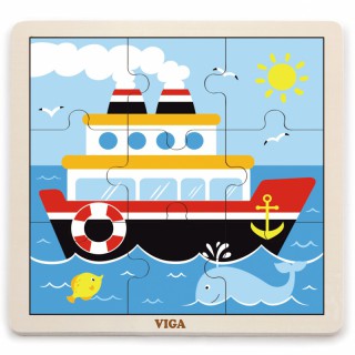 Medinė dėlionė vaikams | 9 detalės | Laivas | Puzzle | Viga 51445