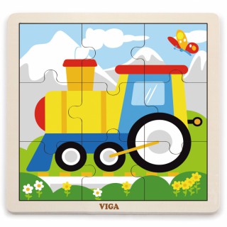 Medinė dėlionė vaikams | 9 detalės | Traukinys | Puzzle | Viga 51446