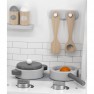 Žaislinė medinė pilka virtuvėlė vaikams | Su priedais | PolarB | Viga 44049