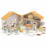Žaislinė medinė veterinarijos klinika - namas su figūrėlėmis | Viga 44558