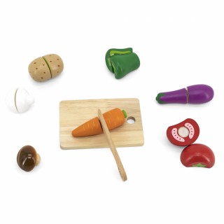 Žaislinės medinės pjaustomos daržovės dėžutėje | Viga 44540