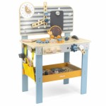 Žaislinis medinis darbastalis su įrankių rinkiniu ir laikrodžiu | PolarB | Viga 44065