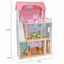 Žaislinis medinis didelis 3-jų aukštų lėlių namas su baldais | Viga 44570