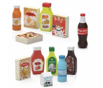Žaislinis medinis maisto produktų ir gėrimų rinkinys 12 vnt. | Viga 44524
