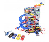 Žaislinis automobilių garažas su trasa, automobiliais ir sraigtasparniu + priedai | Woopie 30456