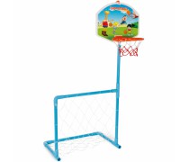 Vaikiškas krepšinio stovas 121 cm su futbolo vartais ir kamuoliu | Woopie 30715
