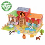 Žaislinė medinė gyvūnėlių ferma su figūrėlėmis 18 vnt. | Woopie 31422