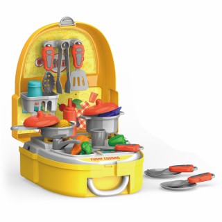 Žaislinė mini virtuvėlė vaikams | Su priedais 26 vnt. kuprinėje | Woopie 40031