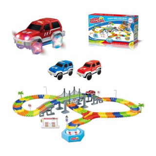 Žaislinė spalvinga trasa su 2 šviečiančiais automobiliais | 240 detalių | Woopie 30524