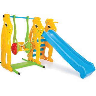 Žaidimų aikštelė vaikams | 3in1 Čiuožykla 155 cm, sūpynė ir krepšinio lankas | Woopie 30753
