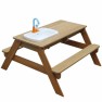 Medinis iškylos smėlio ir vandens stalas vaikams | Su kriaukle ir suoliukais | Emily | Axi A031.030.00