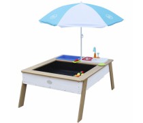 Vaikiškas medinis smėlio ir vandens stalas su skėčiu ir kriaukle | Linda | Axi A031.032.01