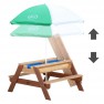 Medinis iškylos stalas su skėčiu, suoliukais, vandens bei smėlio dėžėmis vaikams | Axi A031.004.00