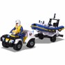 Žaislinė ugniagesio Semo policijos mašina keturratis su valtimi ant priekabos | Fireman Sam | Dickie 3092007
