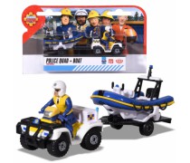 Žaislinė ugniagesio Semo policijos mašina keturratis su valtimi ant priekabos | Fireman Sam | Dickie 3092007