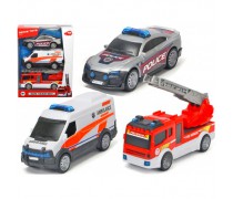 Žaislinių mašinėlių rinkinys vaikams | Greitosios pagalbos, ugniagesių ir policijos mašina | Dickie 3712015