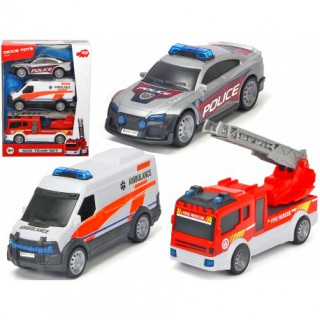 Žaislinių mašinėlių rinkinys vaikams | Greitosios pagalbos, ugniagesių ir policijos mašina | Dickie 3712015