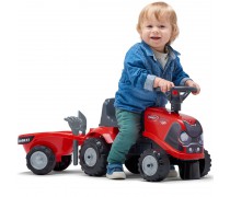 Vaikiška paspiriama mašina traktorius su priekaba ir priedais - grėbliukas su kastuvu | Baby Case | Falk 238C