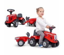 Vaikiška paspiriama mašina traktorius su priekaba ir priedais - grėbliukas su kastuvu | Baby Mc Cormick | Falk 220C