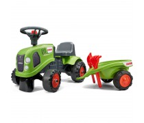Vaikiška paspiriama mašina traktorius su priekaba ir priedais - grėbliukas su kastuvu | CLAAS | Falk