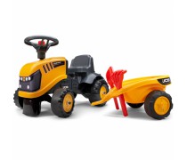 Vaikiška paspiriama mašina traktorius su priekaba ir priedais - grėbliukas su kastuvu | JCB | Falk
