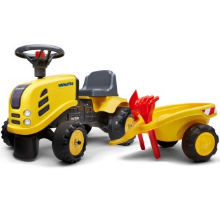 Paspiriama mašina traktorius su priekaba ir priedais: grėbliukas su kastuvu - vaikams nuo 1 iki 3 metų | Komatsu | Falk