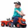 Paspiriama mašina traktorius su priekaba ir priedais: grėbliukas su kastuvu - vaikams nuo 1 iki 3 metų | Kubota | Falk