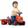 Paspiriama mašina traktorius su priekaba ir priedais: grėbliukas su kastuvu - vaikams nuo 1 iki 3 metų | Kubota | Falk