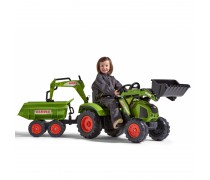 Vaikiškas minamas traktorius su 2 kaušais ir priekaba vaikams nuo 3 iki 7 metų | CLAAS | Falk 1010W