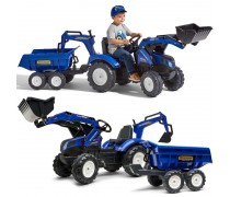 Vaikiškas minamas traktorius su 2 kaušais ir priekaba vaikams nuo 3 iki 7 metų | New Holland | Falk 3090W