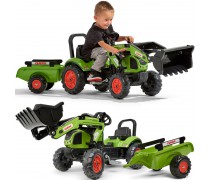 Vaikiškas minamas traktorius su kaušu ir priekaba vaikams nuo 2 iki 5 metų | CLAAS | Falk 2040AM