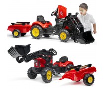 Vaikiškas minamas traktorius su kaušu ir priekaba vaikams nuo 2 iki 5 metų | Supercharger | Falk