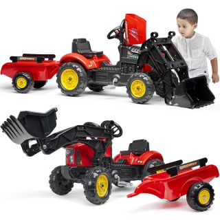 Minamas traktorius su kaušu ir priekaba - vaikams nuo 2 iki 5 metų | Supercharger | Falk