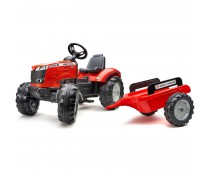 Vaikiškas minamas traktorius su kaušu ir priekaba vaikams nuo 3 iki 7 metų | Massey Ferguson | Falk 4010AB