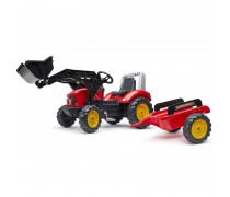 Vaikiškas minamas traktorius su kaušu ir priekaba vaikams nuo 3 iki 7 metų | Supercharger | Falk 2020M