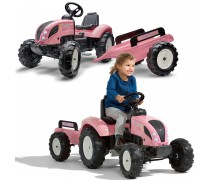 Vaikiškas minamas traktorius su priekaba vaikams nuo 3 iki 7 metų | Pink Country Star | Falk 1058AB