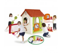 Lauko žaidimų namelis vaikams | 6in1 boulingas, futbolas, krepšinis, raketės ir „Velcro“ kamuoliukų smiginis | Feber