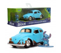 Žaislinė metalinė 14 cm mašinėlė ir Stitch figūrėlė | Volkswagen Beetle | Disney Lilo and Stitch | Jada