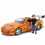 Žaislinė metalinė 17 cm mašinėlė ir 7 cm žmogaus figūrėlė | Toyota Supra | Greiti ir įsiutę | Jada