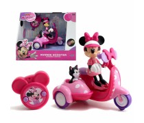 Žaislinis 19 cm motociklas skuteris su nuotolinio valdymo pultu ir 2 figūrėlėmis | Pelytė Minnie | Minnie Mouse Scooter | Jada