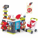 Žaislinė didelė parduotuvėlė su vežimėliu ir priedais 50 vnt. | Maxi Market | Smoby