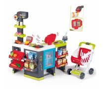 Žaislinė didelė parduotuvėlė su vežimėliu ir priedais 50 vnt. | Maxi Market | Smoby