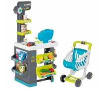 Žaislinė parduotuvėlė su pirkinių vežimėliu ir priedais 34 vnt | Supermarketas | Smoby